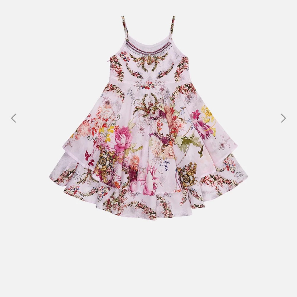 Camilla Floral Kids Dress - Pink and White - Picture 2 of 4